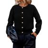 imagePRETTYGARDEN Cardigan Sweaters for Women Trendy Long Sleeve Open Front Button Down Jacket 2025 Fall Clothes Winter CoatsBlack