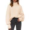 imagePRETTYGARDEN Fall Oversized Sweaters for Women 2025 Chunky Knit Long Sleeve Turtle Neck Pullover Tops Cozy Winter ClothingBeige