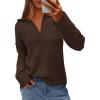 imagePRETTYGARDEN Womens Fall Quarter Zip Pullover Sweaters 2025 Dressy Casual Long Sleeve V Neck Collared Knit Jumper TopsBrown
