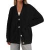 imagePRETTYGARDEN Womens Oversized Cable Knit Cardigan 2025 Fall Fashion Long Sleeve Open Front Chunky Sweaters Winter CoatsBlack