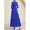 imagePRETTYGARDEN Long Sleeve Dress for Women 2025 Fall Eyelet Mock Neck A Line Elegant Classy Maxi Wedding Guest Dresses PocketsRoyal Blue