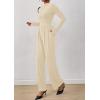 imagePRETTYGARDEN Long Sleeve Jumpsuit for Women Dressy Casual 2025 One Piece Mock Neck Jumpsuits Rompers Fall Outfits PocketsBeige