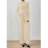 imagePRETTYGARDEN Long Sleeve Jumpsuit for Women Dressy Casual 2025 One Piece Mock Neck Jumpsuits Rompers Fall Outfits PocketsBeige