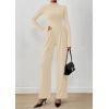 imagePRETTYGARDEN Long Sleeve Jumpsuit for Women Dressy Casual 2025 One Piece Mock Neck Jumpsuits Rompers Fall Outfits PocketsBeige