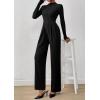 imagePRETTYGARDEN Long Sleeve Jumpsuit for Women Dressy Casual 2025 One Piece Mock Neck Jumpsuits Rompers Fall Outfits PocketsBlack