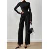imagePRETTYGARDEN Long Sleeve Jumpsuit for Women Dressy Casual 2025 One Piece Mock Neck Jumpsuits Rompers Fall Outfits PocketsBlack