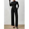 imagePRETTYGARDEN Long Sleeve Jumpsuit for Women Dressy Casual 2025 One Piece Mock Neck Jumpsuits Rompers Fall Outfits PocketsBlack
