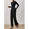 imagePRETTYGARDEN Long Sleeve Jumpsuit for Women Dressy Casual 2025 One Piece Mock Neck Jumpsuits Rompers Fall Outfits PocketsBlack