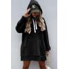 imagePRETTYGARDEN Oversized Sweatshirt for Women 2025 Fall Pullover Casual Long Sleeve Split Hem Hoodie Dress With Kangaroo PocketBlack