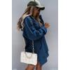 imagePRETTYGARDEN Oversized Sweatshirt for Women 2025 Fall Pullover Casual Long Sleeve Split Hem Hoodie Dress With Kangaroo PocketBlue