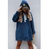 imagePRETTYGARDEN Oversized Sweatshirt for Women 2025 Fall Pullover Casual Long Sleeve Split Hem Hoodie Dress With Kangaroo PocketBlue