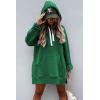 imagePRETTYGARDEN Oversized Sweatshirt for Women 2025 Fall Pullover Casual Long Sleeve Split Hem Hoodie Dress With Kangaroo PocketDark Green