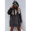 imagePRETTYGARDEN Oversized Sweatshirt for Women 2025 Fall Pullover Casual Long Sleeve Split Hem Hoodie Dress With Kangaroo PocketDark Grey