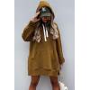 imagePRETTYGARDEN Oversized Sweatshirt for Women 2025 Fall Pullover Casual Long Sleeve Split Hem Hoodie Dress With Kangaroo PocketDark Khaki