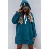 imagePRETTYGARDEN Oversized Sweatshirt for Women 2025 Fall Pullover Casual Long Sleeve Split Hem Hoodie Dress With Kangaroo PocketLake Blue