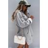 imagePRETTYGARDEN Oversized Sweatshirt for Women 2025 Fall Pullover Casual Long Sleeve Split Hem Hoodie Dress With Kangaroo PocketLight Grey
