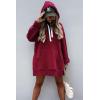 imagePRETTYGARDEN Oversized Sweatshirt for Women 2025 Fall Pullover Casual Long Sleeve Split Hem Hoodie Dress With Kangaroo PocketWine Red