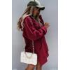 imagePRETTYGARDEN Oversized Sweatshirt for Women 2025 Fall Pullover Casual Long Sleeve Split Hem Hoodie Dress With Kangaroo PocketWine Red