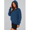 imagePRETTYGARDEN Womens 2025 Fall Hooded Sweatshirts Long Sleeve Half Zip Cropped Hoodies Pullover Winter Fashion ClothesStyle 3dark Blue