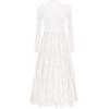 imagePRETTYGARDEN Long Sleeve Dress for Women 2025 Fall Eyelet Mock Neck A Line Elegant Classy Maxi Wedding Guest Dresses PocketsWhite