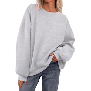 imagePRETTYGARDEN Crewneck Sweatshirt for Women Oversized Long Sleeve Pullover Tops Winter Fall Outfits 2025 Fashion ClothingGrey
