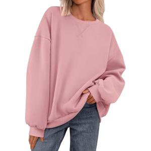 imagePRETTYGARDEN Crewneck Sweatshirt for Women Oversized Long Sleeve Pullover Tops Winter Fall Outfits 2025 Fashion ClothingPink