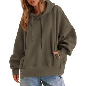 imagePRETTYGARDEN Womens 2025 Oversized Hoodies Sweatshirt Fleece Long Sleeve Going Out Tops Trendy Casual Fall Fashion OutfitsArmy Green