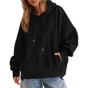 imagePRETTYGARDEN Womens 2025 Oversized Hoodies Sweatshirt Fleece Long Sleeve Going Out Tops Trendy Casual Fall Fashion OutfitsBlack