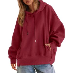 imagePRETTYGARDEN Womens 2025 Oversized Hoodies Sweatshirt Fleece Long Sleeve Going Out Tops Trendy Casual Fall Fashion OutfitsBurgundy