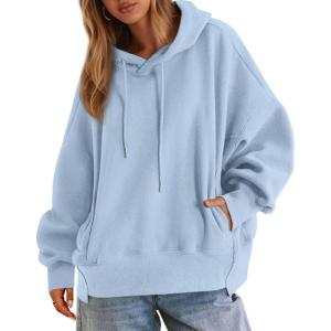 imagePRETTYGARDEN Womens 2025 Oversized Hoodies Sweatshirt Fleece Long Sleeve Going Out Tops Trendy Casual Fall Fashion OutfitsLight Blue