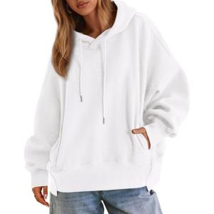 imagePRETTYGARDEN Womens 2025 Oversized Hoodies Sweatshirt Fleece Long Sleeve Going Out Tops Trendy Casual Fall Fashion OutfitsWhite