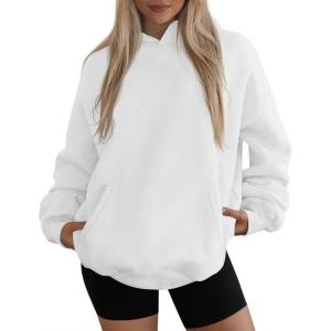 imagePRETTYGARDEN Womens Oversized Hoodies Fleece Hooded Sweatshirts Long Sleeve Pullover Tops 2025 Fall Outfits Winter ClothesWhite