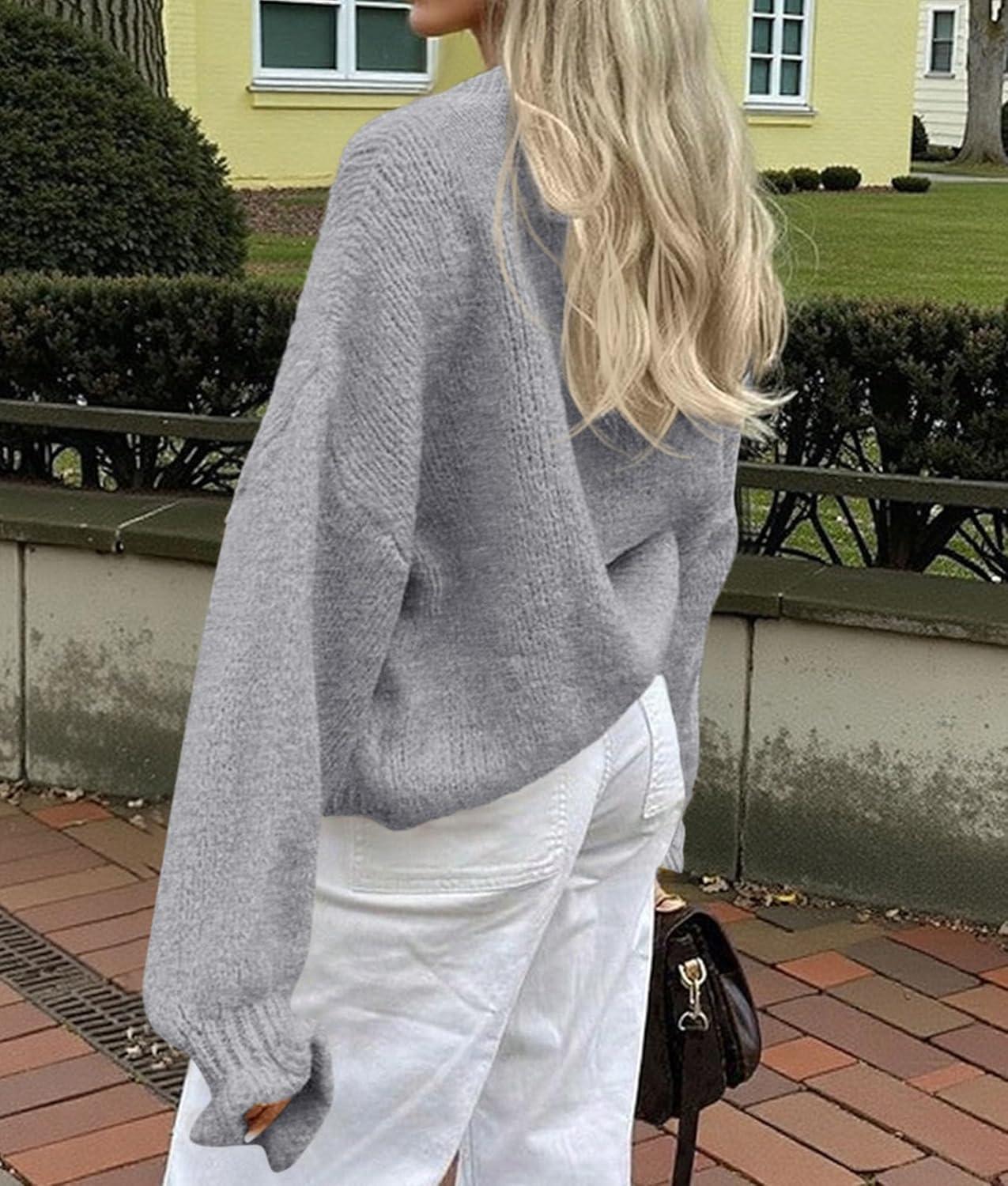 imagePRETTYGARDEN Womens Cropped Cardigans Trendy 2025 Ruffle Open Front Chunky Knit Sweater Oversized Button Down Fall ClothesGrey