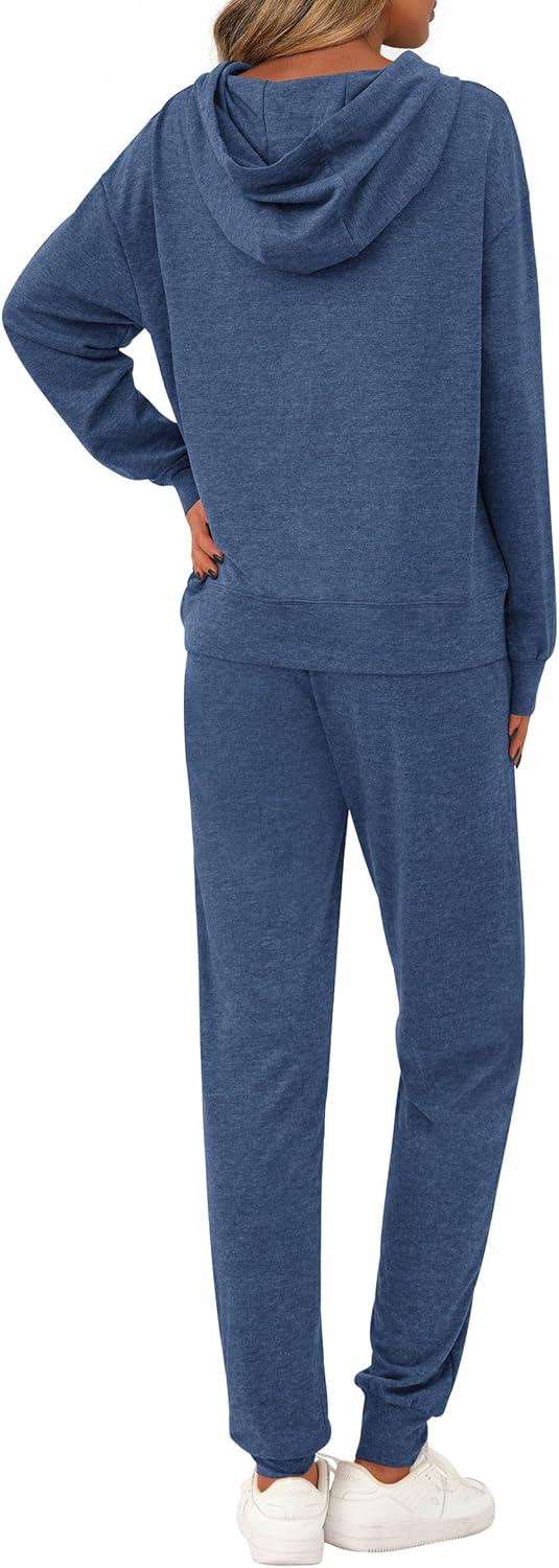 imagePRETTYGARDEN Womens Two Piece Outfits Sweatsuits Lounge Sets Hoodies Sweatshirt Joggers Sweatpants 2025 Fall Fashion ClothesBlue