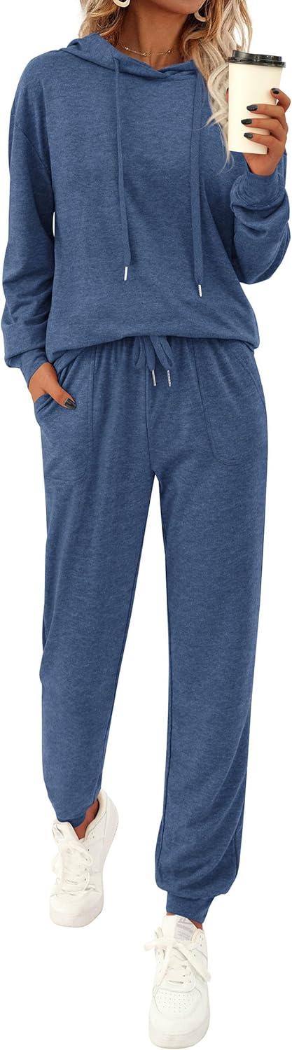 imagePRETTYGARDEN Womens Two Piece Outfits Sweatsuits Lounge Sets Hoodies Sweatshirt Joggers Sweatpants 2025 Fall Fashion ClothesBlue