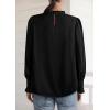 imagePRETTYGARDEN Business Casual Tops for Women Frill Neck Satin Long Sleeve Shirts Work Office Fall Outfits 2025Black