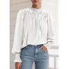 imagePRETTYGARDEN Business Casual Tops for Women Frill Neck Satin Long Sleeve Shirts Work Office Fall Outfits 2025White