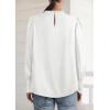 imagePRETTYGARDEN Business Casual Tops for Women Frill Neck Satin Long Sleeve Shirts Work Office Fall Outfits 2025White