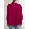 imagePRETTYGARDEN Business Casual Tops for Women Frill Neck Satin Long Sleeve Shirts Work Office Fall Outfits 2025Wine Red