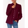 imagePRETTYGARDEN Fall Lantern Long Sleeve Shirts for Women 2025 Trendy Button Vneck Pullover Henley Tops Dressy Work BlousesWine Red