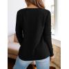 imagePRETTYGARDEN Long Sleeve Shirts for Women 2025 Fall V Neck Waffle Basic Tee Dressy Casual Winter Blouses Knit Tunic TopsBlack