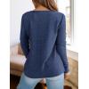 imagePRETTYGARDEN Long Sleeve Shirts for Women 2025 Fall V Neck Waffle Basic Tee Dressy Casual Winter Blouses Knit Tunic TopsNavy
