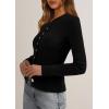 imagePRETTYGARDEN Womens 2025 Fall Cardigan Sweaters Lightweight Long Sleeve Button up Ribbed Knit Tops Winter Fashion ClothesBlack