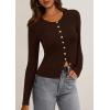 imagePRETTYGARDEN Womens 2025 Fall Cardigan Sweaters Lightweight Long Sleeve Button up Ribbed Knit Tops Winter Fashion ClothesBrown