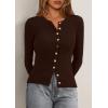 imagePRETTYGARDEN Womens 2025 Fall Cardigan Sweaters Lightweight Long Sleeve Button up Ribbed Knit Tops Winter Fashion ClothesBrown