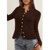imagePRETTYGARDEN Womens 2025 Fall Cardigan Sweaters Lightweight Long Sleeve Button up Ribbed Knit Tops Winter Fashion ClothesBrown