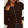imagePRETTYGARDEN Womens 2025 Fall Cardigan Sweaters Lightweight Long Sleeve Button up Ribbed Knit Tops Winter Fashion ClothesBrown