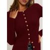 imagePRETTYGARDEN Womens 2025 Fall Cardigan Sweaters Lightweight Long Sleeve Button up Ribbed Knit Tops Winter Fashion ClothesBurgundy