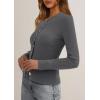 imagePRETTYGARDEN Womens 2025 Fall Cardigan Sweaters Lightweight Long Sleeve Button up Ribbed Knit Tops Winter Fashion ClothesGrey