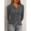 imagePRETTYGARDEN Womens 2025 Fall Cardigan Sweaters Lightweight Long Sleeve Button up Ribbed Knit Tops Winter Fashion ClothesGrey